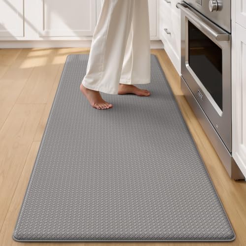 Color&Geometry Wide Kitchen Floor Mat 24x59 Anti Fatigue Easy Clean, Grey