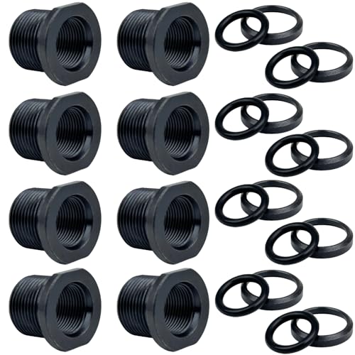 8 Pcs Thread Protector, 1-2 x 28 Convert to 5-8x24 with Crush Washer Steel, (Black)