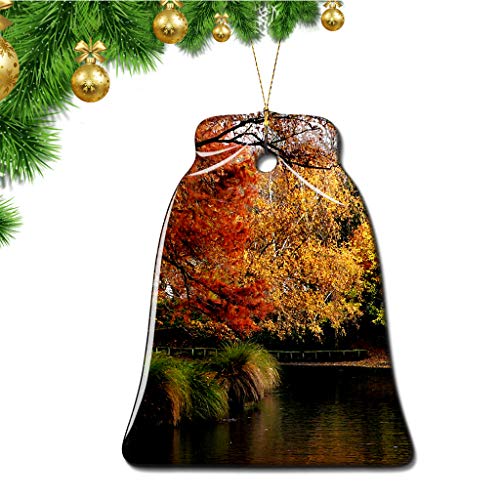 Umsufa Hqiyaols Ornament New Zealand Christchurch Botanic Gardens Christmas Ornaments Bell Shape Ceramic Sheet Souvenir Travel Gift Tree Door Window Ceiling Pendant Decorative Hanging