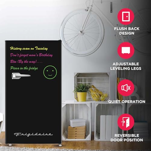 Frigidaire EFR331 Single Door Compact Refrigerator - Adjustable Thermostat Control - Reversible Doors - Front Blackboard, Write and Erase - Ideal for Dorm, Office, RV, Room - Black, 3.2 Cubic Feet on Fridge.com
