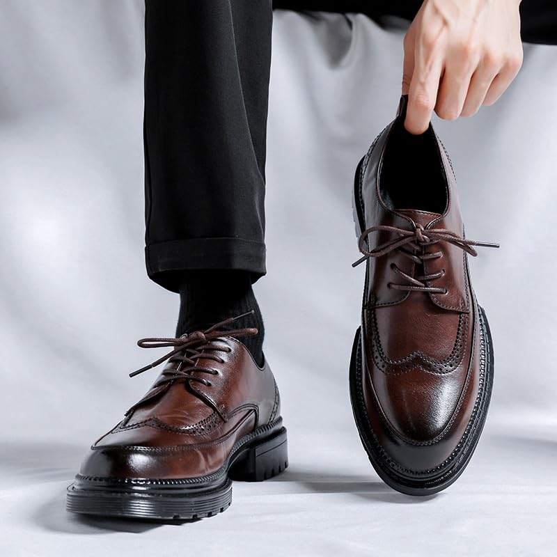 Men's Orthopedic Leather Shoes Fashion Classic Round-Toe Lace Up Low Top Formal Dress Shoes4