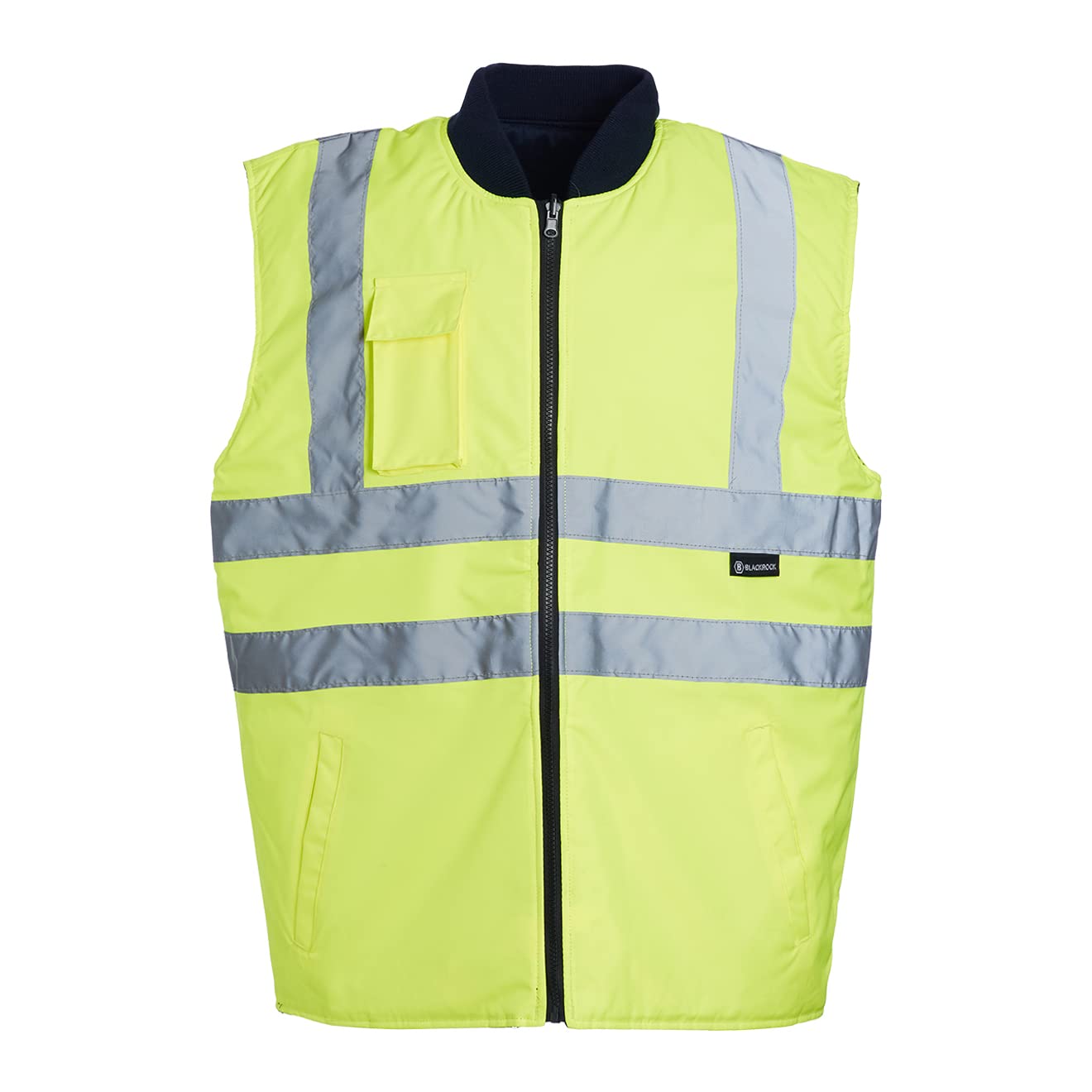 Blackrock Hi Vis Body Warmer Yellow/Navy Reversible Hi Vis Padded Gilet, Quilt Lined, Warm Work Body Warmer For Men Womens, Equestrian Hi Viz Reflective Gilet Security Safety Wear