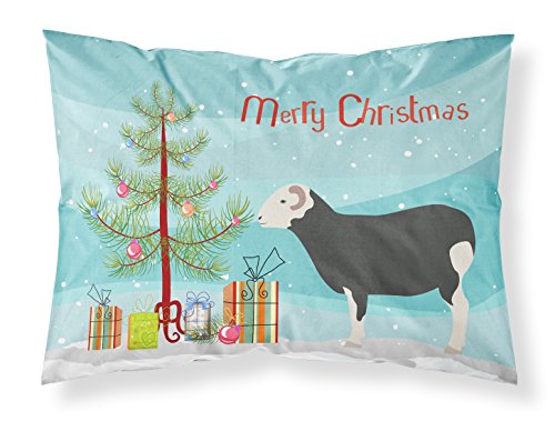 Caroline's Treasures BB9337PILLOWCASE Herwick Sheep Christmas Fabric Standard Pillowcase, Teal Lightweight Super Soft Easy Care Decorative Artwork Pillowcase, Standard