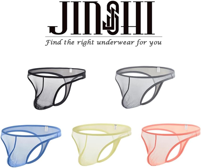 JNSHI Men's See Through Sexy Thongs Underwear Bulge Pouch Mesh G-string T-back Butt-Flaunting Bikini - Image 2