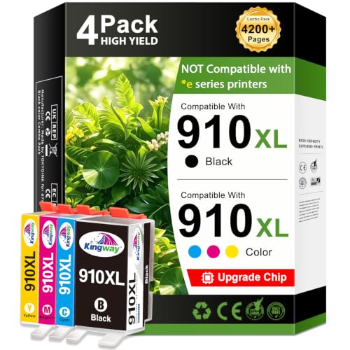 KINGWAY 910xl Ink Cartridges Replacement for HP 910 910XL Printer 4 Pack