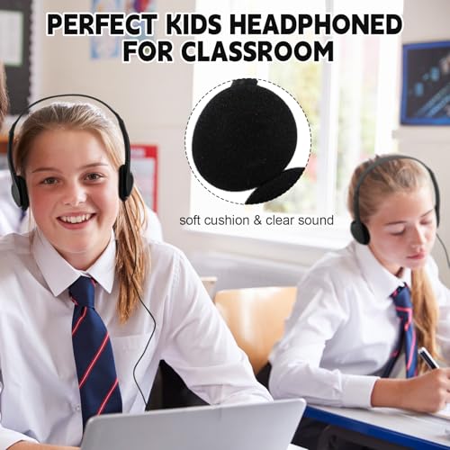 Image of Konohan 10 Pack Headphones Bulk Headphone for School Classroom Student Wired Headphones Adjustable with 3.5 mm Jack for Adults (Black)