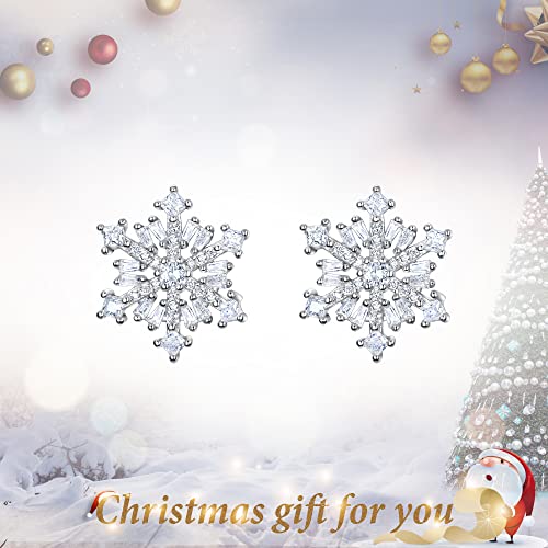 Ever Faith 925 Sterling Silver Clear Cubic Zirconia Winter Snowflake Flower Elegant Stud Earrings #TOP1