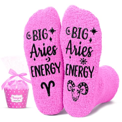 HAPPYPOP Aries Zodiac Birthday Gifts - Astrology Gifts Constellation Horoscope Socks for Teen Girls Funny Space Galaxy Aries Socks Teens for Women