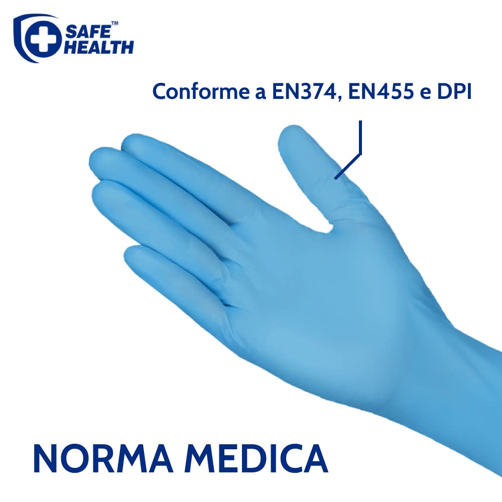 Guanti Monouso da esame in Nitrile Blu Taglia M 100 pezzi Ipoallergenici CE EN374 EN455 3,5 Mil
