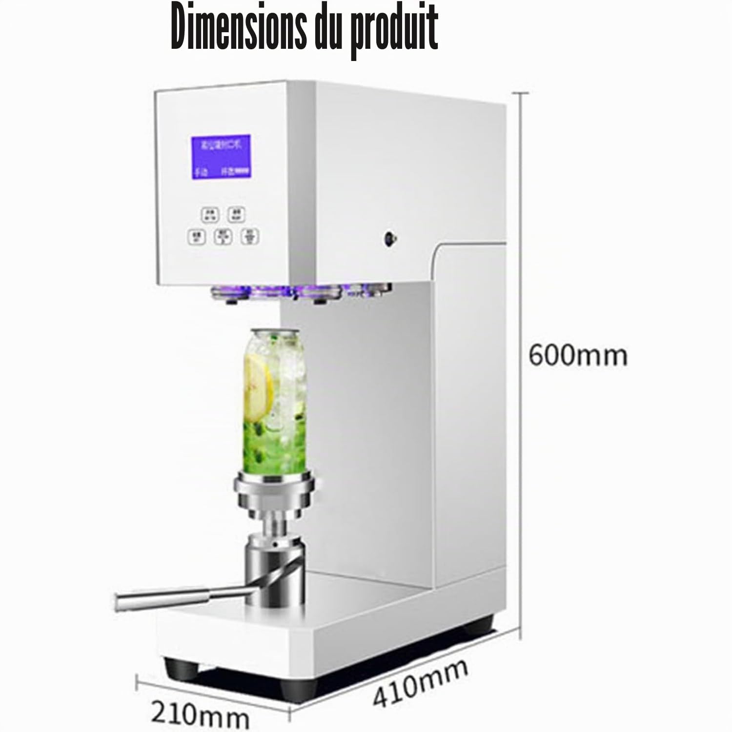 Scelleuse Commerciale Canettes+Machine à Capsuler Automatique+Écran LED & 5.5cm Diamètre+Scellage Rapide Efficace+Canettes Soda/Lait Thé+Parfaite pour Magasins de Boissons White