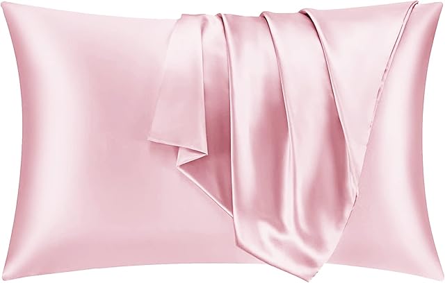Maple&Stone Satin Pillowcases 2 Pack for Hair and Skin, Blush Pink Silky Pillow cases with Envelope Closure, Standard Size, 50x75 cm