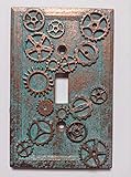 Gears (Steampunk) Stone/Copper/Patina Light Switch Cover (Custom) (Copper/Patina)