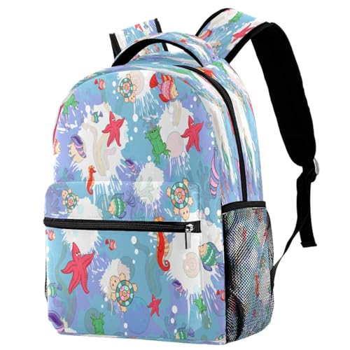 Sac à dos d'école vie marine pour adolescent sac de voyage fille multicolore