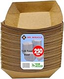 Mr. Miracle Kraft Paper Food Tray. 1-Pound Size. Pack of 250. Disposable, Recyclable and Fully Biodegradable. Made in USA