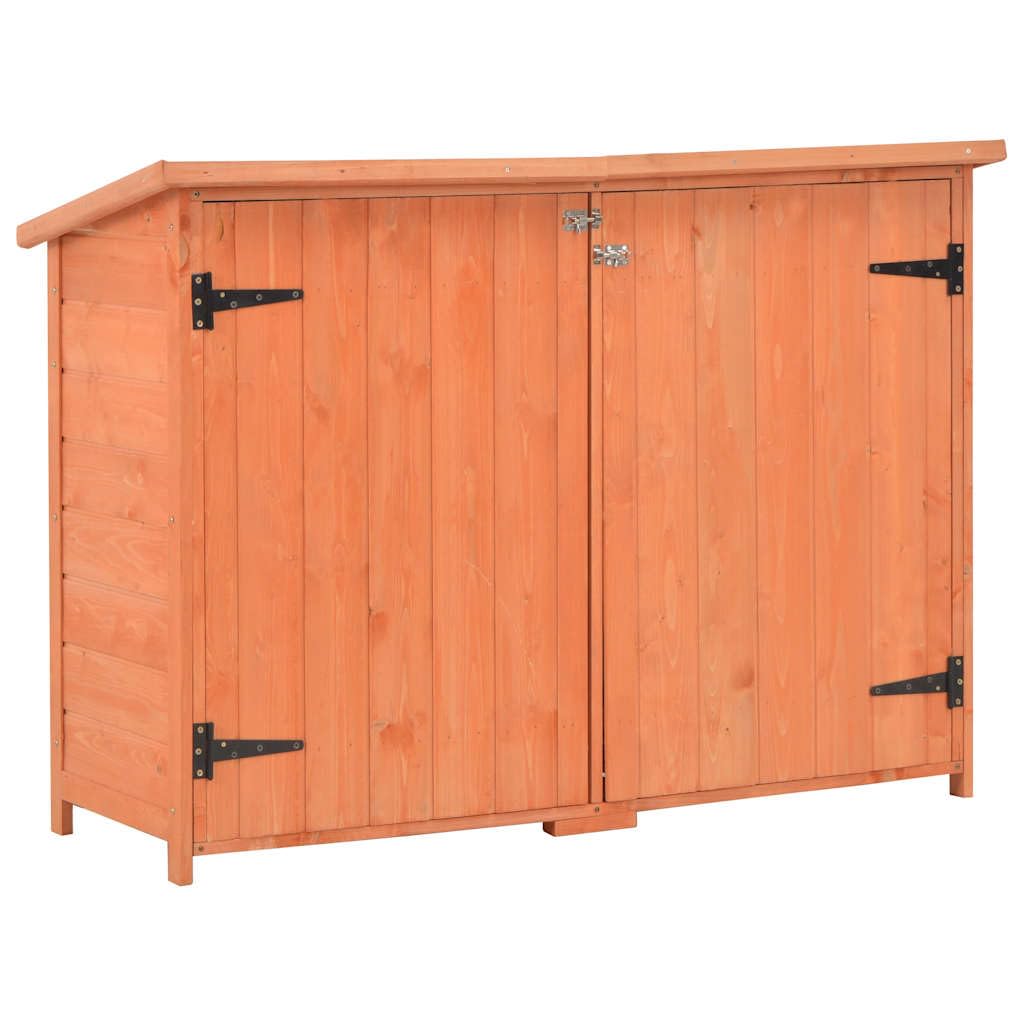 Holz Geräteschuppen 128 x 42 x 91 cm Garten Schuppen, Gerätehaus für Fahrrad, Werkzeughaus mit 2 Türen und 2 Regalen, wetterfestes Dach für Ordnung