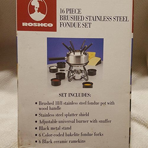 16 Piece Brushed Stainless Steel Fondue Set By Roshco - Thumbnail 3