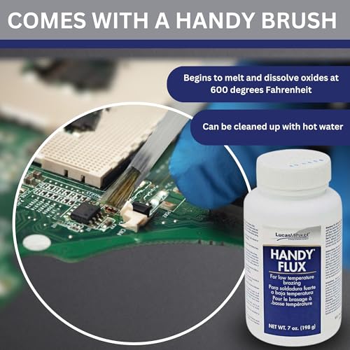 Image of Handy Flux 7oz with 4-Piece Pixiss Scratch Brush Pen Set - Includes Fiberglass, Brass, Steel, and Nylon Brushes for Soldering, Rust Removal, Circuit Board Cleaning, and Polishing