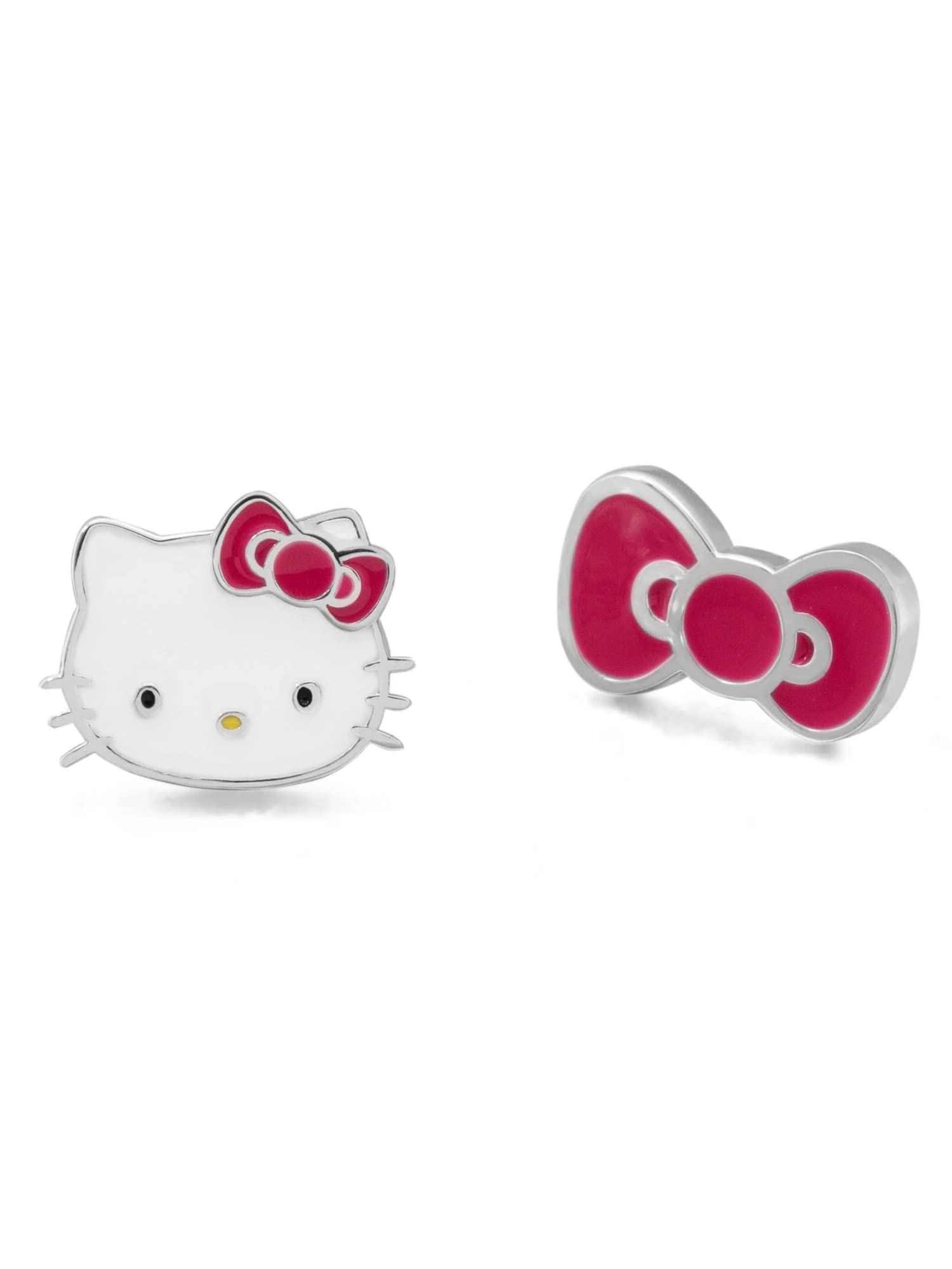 Sanrio Hello Kitty & My Melody Women's Stud Earrings Collection – Silver Flash-Plated, Enamel & Crystal Designs, Officially Licensed Jewelry