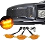 EAG Replacement ABS Upper Grille LED Front Grill - Charcoal Gray - with Amber LED Lights Fit for 02-05 Ram 1500/2500/3500