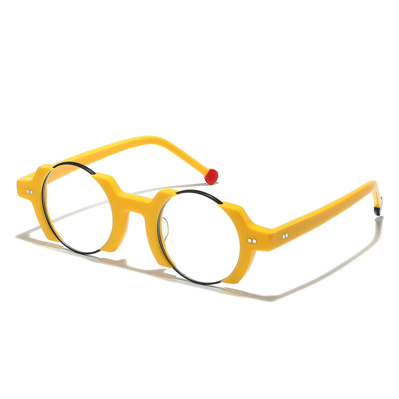 JOLLNOVA Sinjin Round Acetate Personalized Eyeglasses Frame Man Woman，Personalized High-end Half-frame Prescription Frames