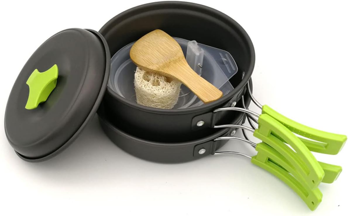 Mikikit One Portable Cookware Kit Camping Cookware Pots Frying Pan Cutlery for Persons Outdoor Cooking Essentials