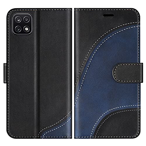 BoxTii Hülle für Galaxy A22 5G Leder Handyhülle für Samsung Galaxy A22 5G Ledertasche Klapphülle Schutzhülle mit Kartenfächer und Magnetverschluss Schwarz