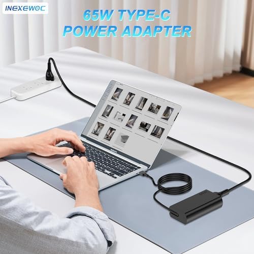 INEXEWOC Slim 65W USB C Laptop Charger Compatible with Lenovo ThinkPad T480s T580s T490 E480 E580 X1Carbon X13 Chromebook 2nd Gen Yoga Slim Type C Fast Charging Computer Power Cord — view 6
