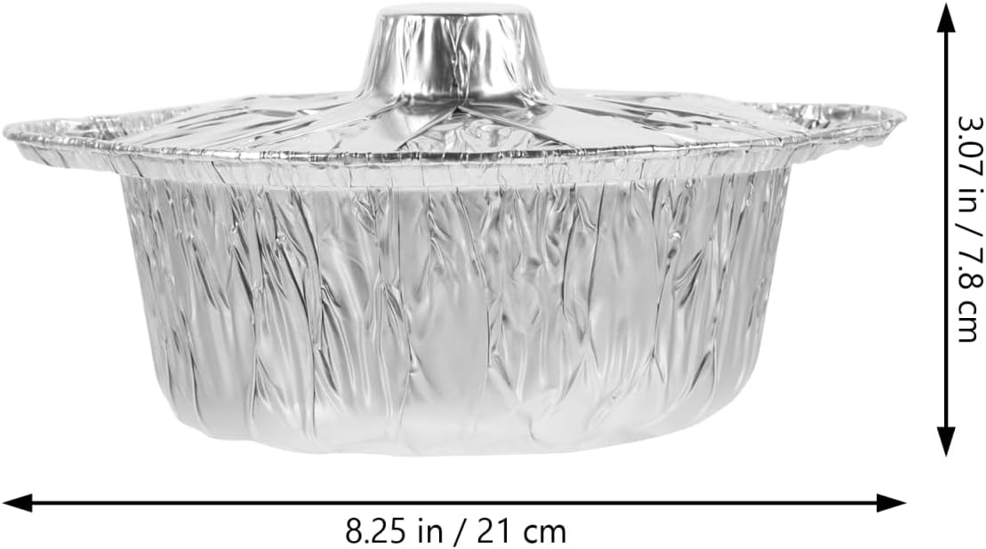 DECHOUS 5sets Aluminum Foil Bbq Tray Grill Pot Roasting Pan Cake Pan Cookware for Grill and Outdoor Cooking