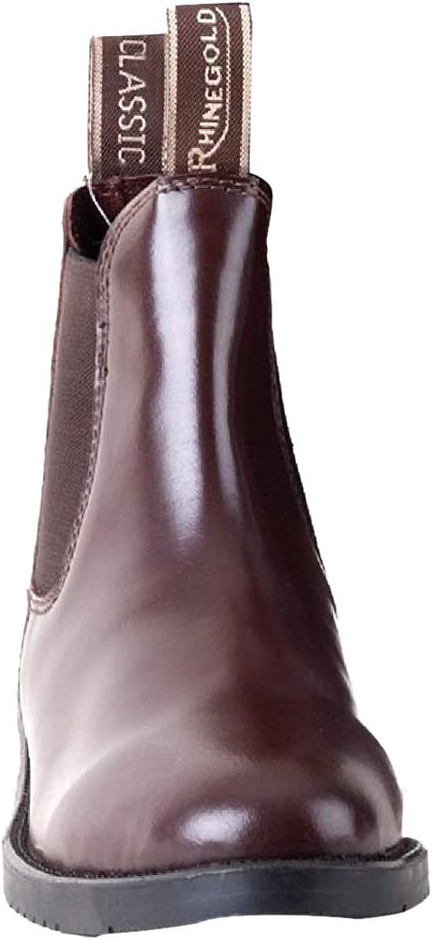 Rhinegold Unisex Kids ClassicLeather Jodhpur Boot With Elastic Sides and Moulded Soles