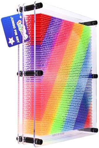Sunny Days Entertainment Toymendous Jumbo Rainbow Pin Art – 3D Impression Desk Toy, Large Creative Board with Bright Rainbow Pins - Fun for Kids and Adults