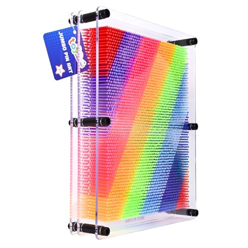 Sunny Days Entertainment Toymendous Jumbo Rainbow Pin Art – 3D Impression Desk Toy, Large Creative Board with Bright Rainbow Pins - Fun for Kids and Adults