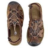 7STROBBS Sandalias Trekking Hombre,Sandalias Hombres Verano Exterior Sandalias Hombre Piel Deportivas de Senderismo Aire Libre Punta Cerradas Sandalias Casual Cuero Piel Sandalias de Playa,Marrón 41