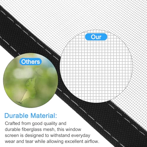uxcell Window Screen Mesh, 24" x 31" DIY Fiberglass Netting Mesh Black Frame with Hook and Loop Adhesive Edging Grey Mesh for Bedroom, Living Room, Kitchen by uxcell - Image 3