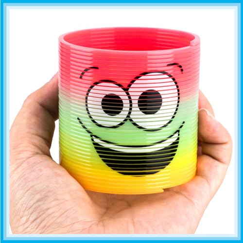 Audaisyly Rainbow Magic Spring, 12Pcs Colorful Plastic Springy Toys Fidget Toys Walking Toy Circle Shaped Coils Party Favors Gift Stocking Stuffers for Boy Girl Children Kids (Rainbow Emoji) - Thumbnail 3