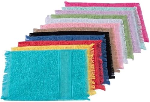 ZYNEX - Kit 6 toalhas de mão com franja cores sortidas, 23cm x 42cm, para bordar, artesanato, toalha