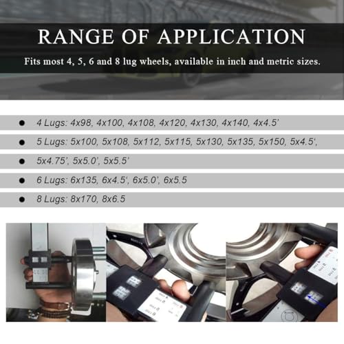 Image of Wheel PCD Gauge, Wheel Rim Bolt Pattern Measuring Tool PCD Ruler for Quick Measurement, Universal Wheel Stud Lug Bolt Pattern Gauge for 4 5 6 8 Holes Sliding Caliper