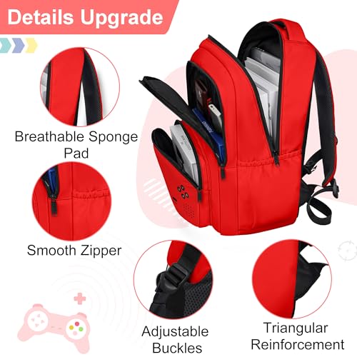 Game Backpack Set for Boys Kids, Gaming Kids Boys Backpack with Lunch Box and Pencil Bag, Large Capacity Game School Bag 17"4