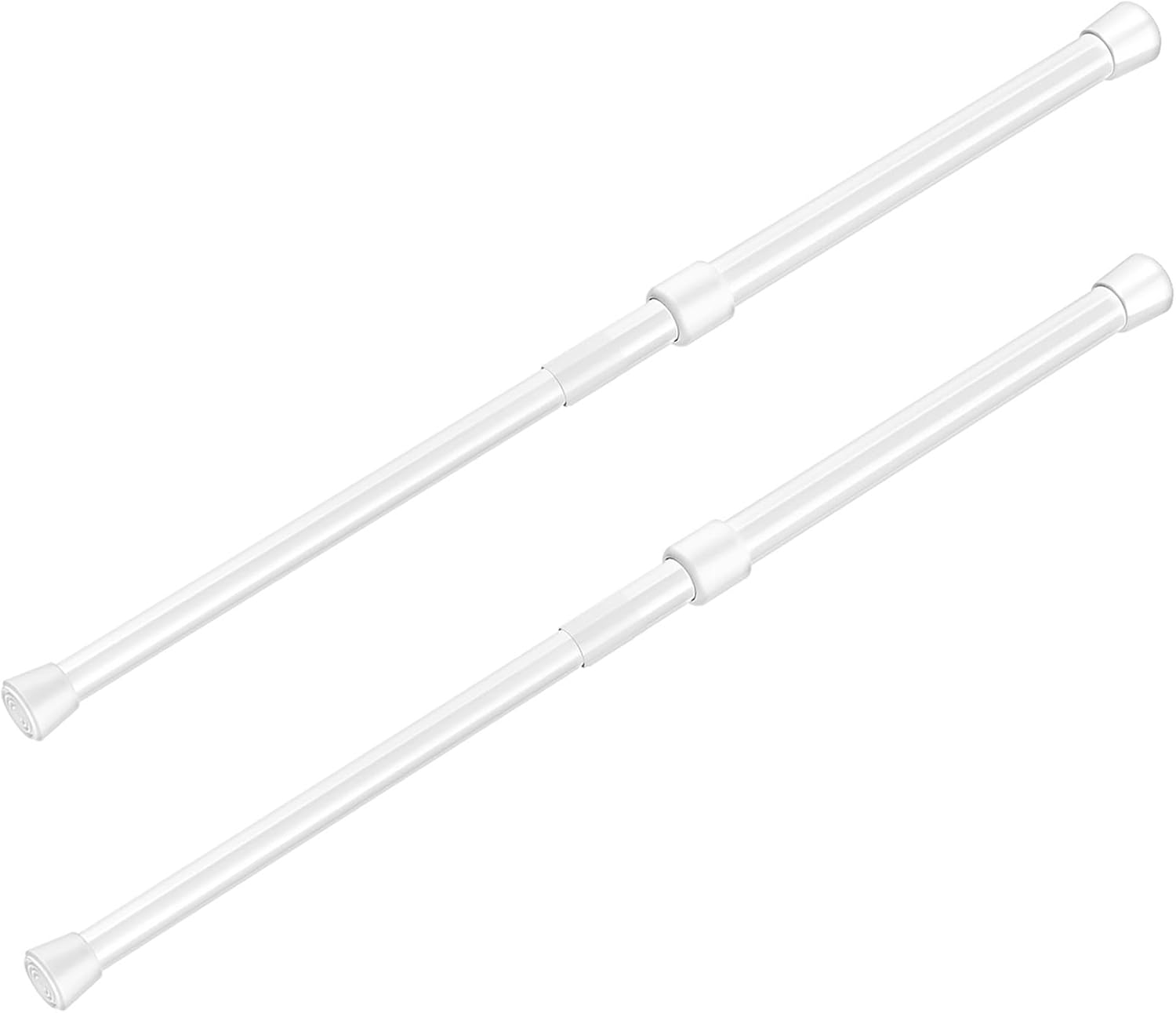 2 Pack White Shower Curtain Tension Rods, 41-75 Inches Adjustable Spring Loaded Curtain Rod, No Drill Anti-Slip Heavy Duty Tension Rod for Bathroom, Windows, Kitchen, Closet, Doorway