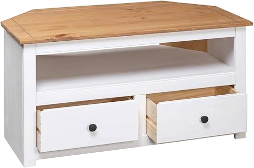 Miniatura 7 de THOYTOUI Cómoda mesa auxiliar moderna, mueble multimedia de TV, gabinete decorativo para sala de estar, gabinete de TV esquinero blanco 36.6 x 19.3