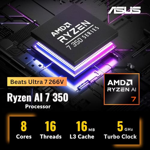 Image of ASUS Vivobook S16 AI Business Laptop, 16 inch 120Hz 3K 2880 x 1800 OLED, AMD Ryzen AI 7 350(>Ultra 7 266V, 5GHz), 1-Zone RGB Backlit, FHD IR Webcam, Windows 11 Home, Neutral Black(16GB DDR5 RAM | 1TB SSD)