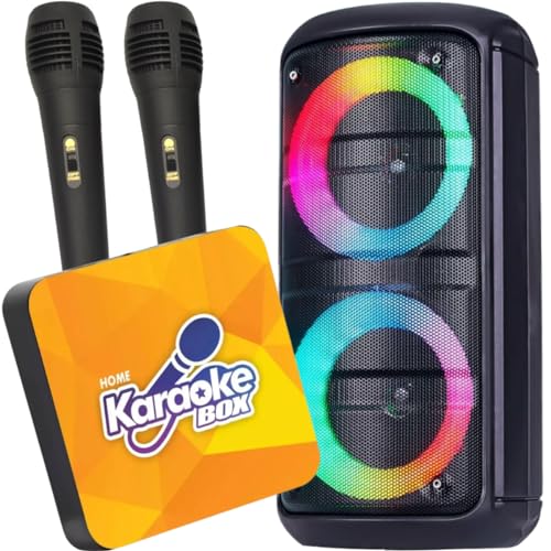 Karaokê Box Com 1000 Músicas + Caixa de Som + 2 Microfones Completo