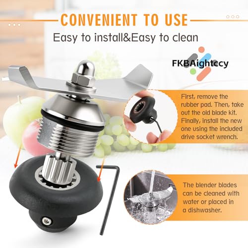 Blade Replacement Parts for Vitamix Advanced 15990 15978 15981 16016 16019 VM0145 Blender Wet Blade Replacement Assembly with Wrench and Drive Socket Compatible with 48oz Container by FKBAightccy - Used condition - Image 6