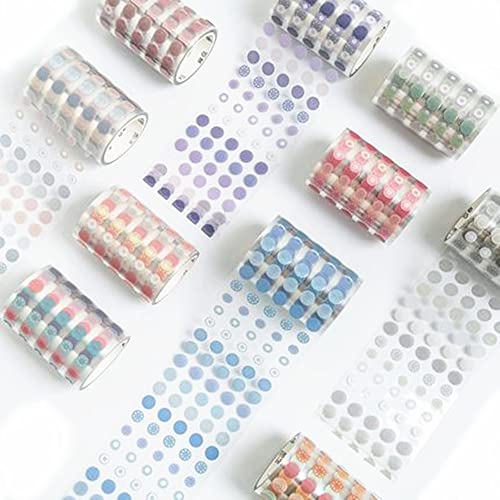 10Rolls Multicolor Rolls 5/16"(8mm) Round Dot Washi Tape Round Stickers for DIY Decorative Diary Planner Scrapbooking Photo Ablumsâ€¦