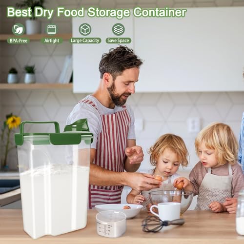 Image of Komzon Rice Container, Airtight Rice Storage Container 10lb, Cereal Containers Storage, BPA Free Food Dispenser with Pouring Spout Handle for Flour Pasta Grain, Pet Dog Cat Bird Food Storage Container