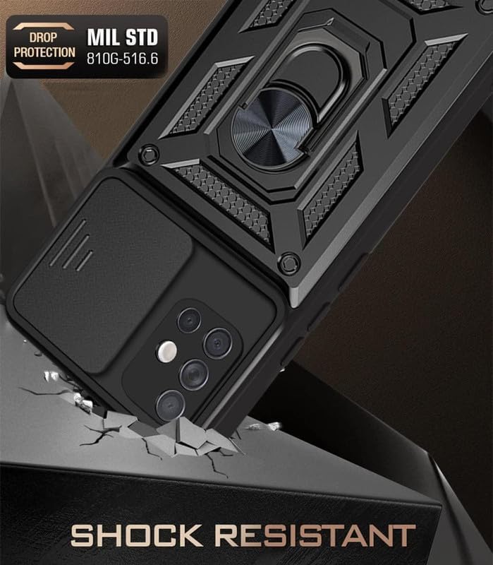 Image of Helix Kickstand, Samsung Galaxy A71 - Black Cover Kickstand Case with Ring Holder Back Cover for Samsung Galaxy A71 - Black Shutter