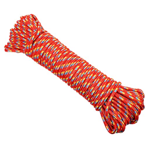 BoxerTool 3/8” x 75 Ft Diamond Braided Rope – UV and Weather Resistant – Abrasion Resistant – Heavy Duty Rope 2,000lbs Breaking Strength (Red)