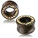 Produktbild Chic-Net Flesh Tunnel Holz Tamarind Wood Zeichen Gold bemalt Lasergravur handgeschnitzt Tribal Plug Organic Männer Frauen Unisex Ohren Dehnung Tragus Piercing für Gedehnte Ohrloch