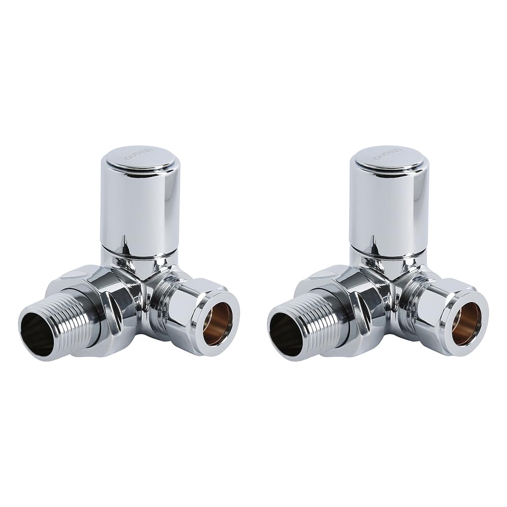 Milano Chrome - Corner Chrome Corner Heated Towel Rail Radiator Valves