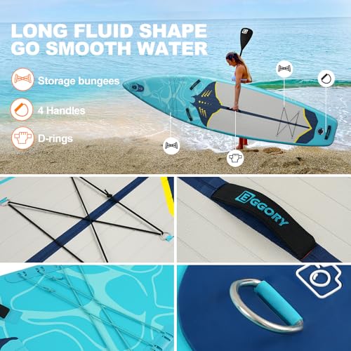 Image of Inflatable Paddle Board, Stand Up Paddle Board, Stable Design with Non-Slip Comfort Deck, Portable Travel Paddle Board for Adults & Beginners, Ocean Inspired Design