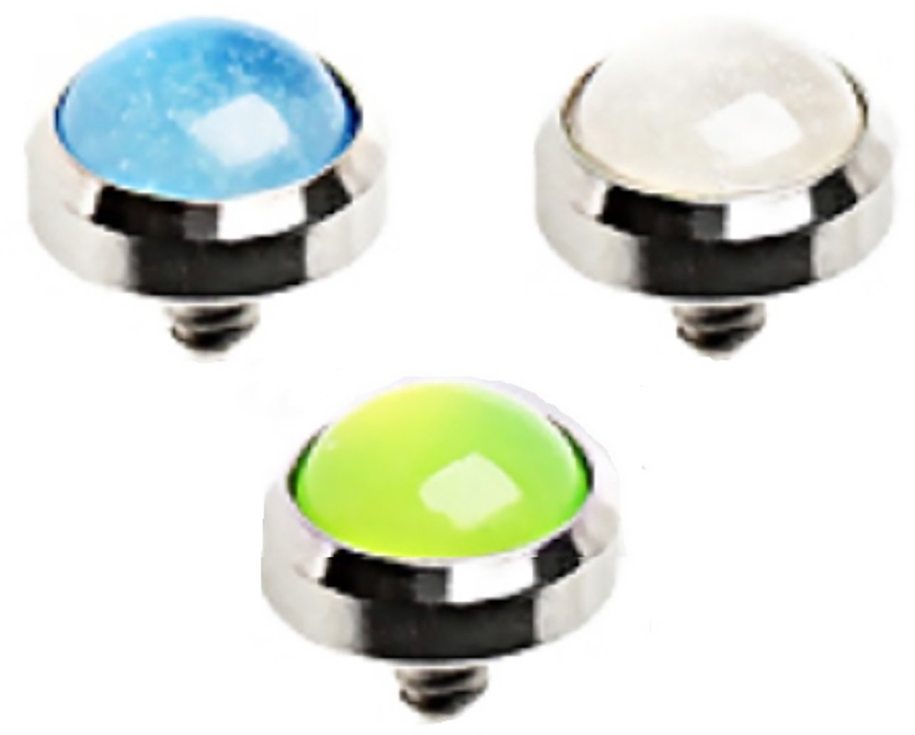 Body AccentzFlat Bottom Dome 316L Surgical Steel Dermal Anchor 4mm Glow in the Dark 2pc